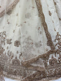 Stunning Off-White Sequins Work Silk Wedding Wear Lehenga Choli