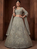 Glowing Pastel Green Diamond Work Net Reception Lehenga Choli