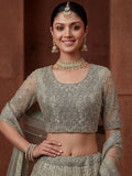 Glowing Pastel Green Diamond Work Net Reception Lehenga Choli