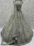 Glowing Pastel Green Diamond Work Net Reception Lehenga Choli