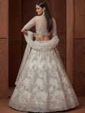 Gorgeous Off-White Zari Embroidered Net Wedding Wear Lehenga Choli