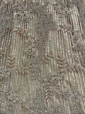 Incredible Beige Zari Embroidery Net Wedding Lehenga Choli