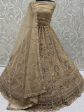 Charming Beige Dori Embroidery Net Reception Wear Lehenga Choli With Dupatta