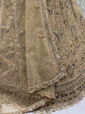 Charming Beige Dori Embroidery Net Reception Wear Lehenga Choli With Dupatta