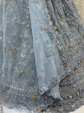 Gorgeous Sky Blue Sequins Work Net Wedding Wear Lehenga Choli With Dupatta