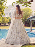 Wonderful Off-White Sequins Work Net Bridesmaid Wear Lehenga Choli With Dupatta