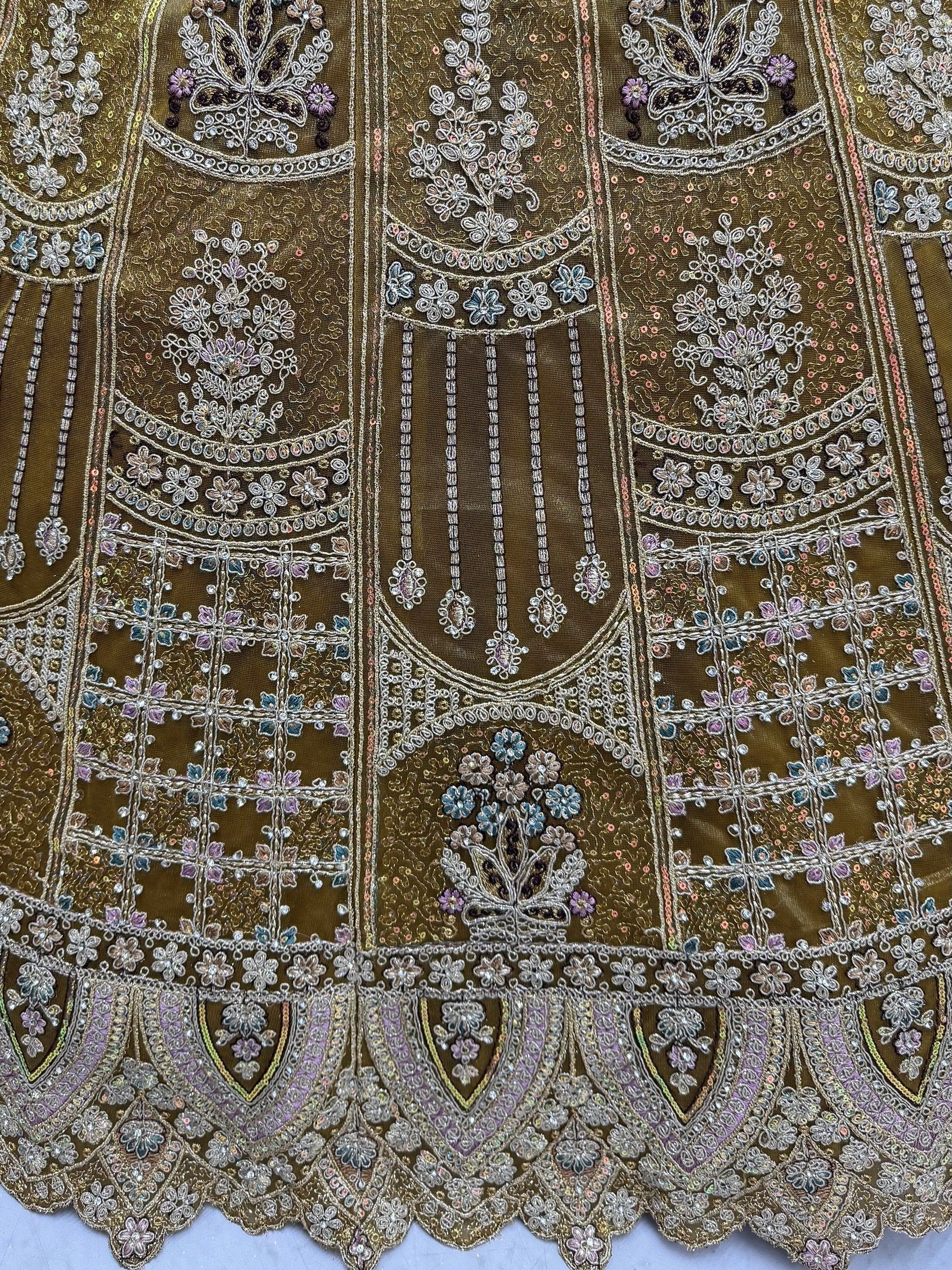 Gorgeous Golden Embroidered Net Wedding Wear Lehenga Choli With Dupatta