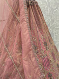 Majestic Dusty Pink Sequin Work Net Reception Wear Lehenga Choli With Dupatta