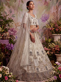 Precious White sequins work Net Wedding Wear Lehenga Choli With Dupatta