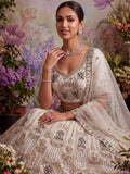 Precious White sequins work Net Wedding Wear Lehenga Choli With Dupatta