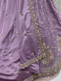 Glowing Lavender Sequins Work Silk Wedding Wear Lehenga Choli With Dupatta