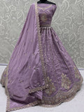Glowing Lavender Sequins Work Silk Wedding Wear Lehenga Choli With Dupatta