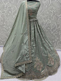 Attractive Pista Green Boota Work  Silk Traditional Wear Lehenga Choli With Dupatta