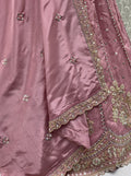 Alluring Dusty Pink Sequins Embellished Silk Wedding Wear Lehenga Choli With Dupatta
