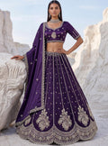 Charming Purple Embroidered Silk Wedding Wear Lehenga Choli With Dupatta