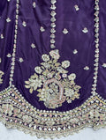 Charming Purple Embroidered Silk Wedding Wear Lehenga Choli With Dupatta