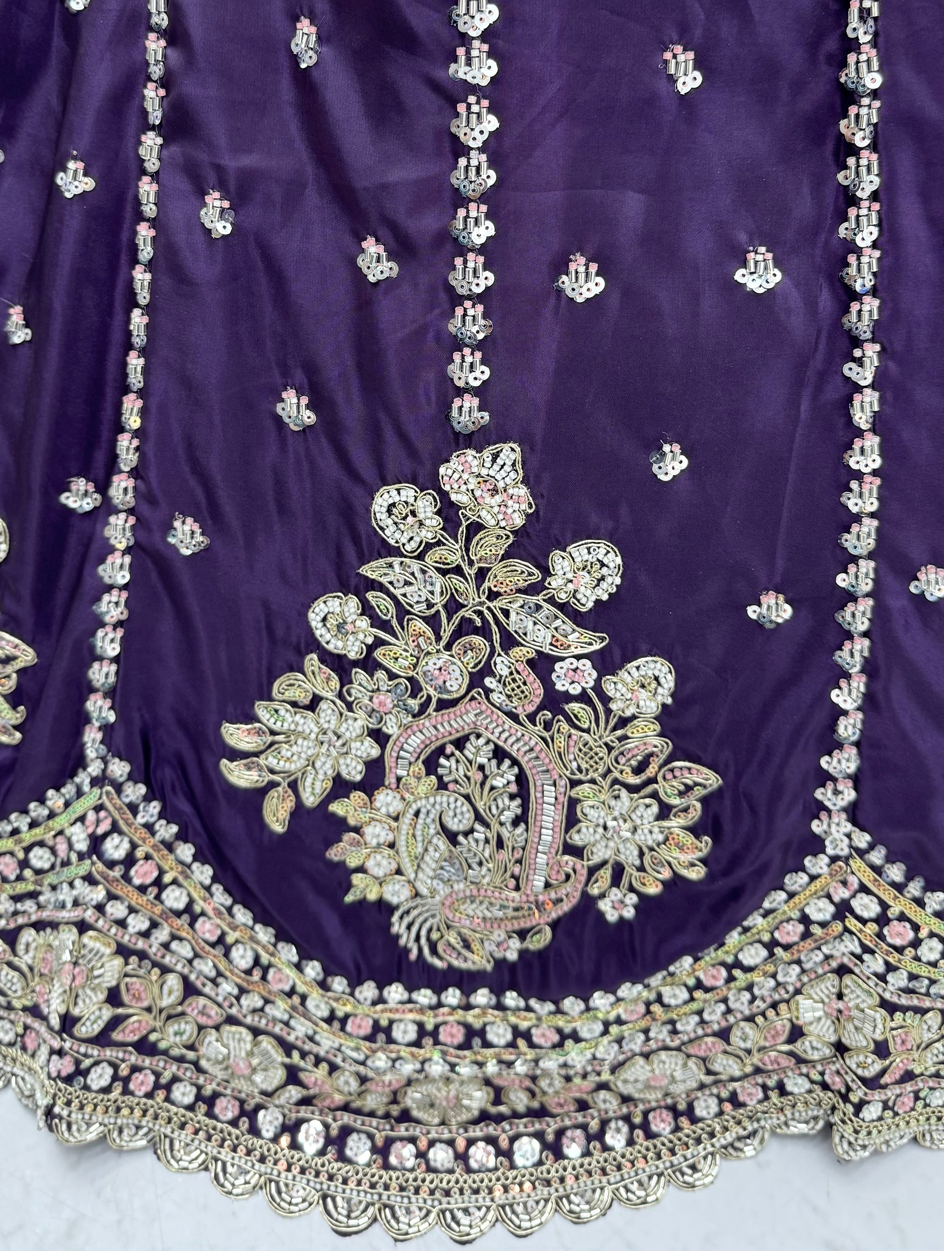 Charming Purple Embroidered Silk Wedding Wear Lehenga Choli With Dupatta