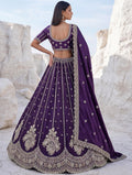Charming Purple Embroidered Silk Wedding Wear Lehenga Choli With Dupatta