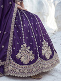 Charming Purple Embroidered Silk Wedding Wear Lehenga Choli With Dupatta