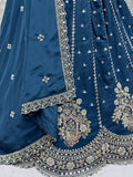 Magnificent Peacock Blue Boota Work Silk Bridesmaid Wear Lehenga Choli With Dupatta
