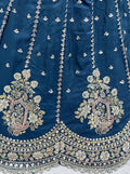 Magnificent Peacock Blue Boota Work Silk Bridesmaid Wear Lehenga Choli With Dupatta