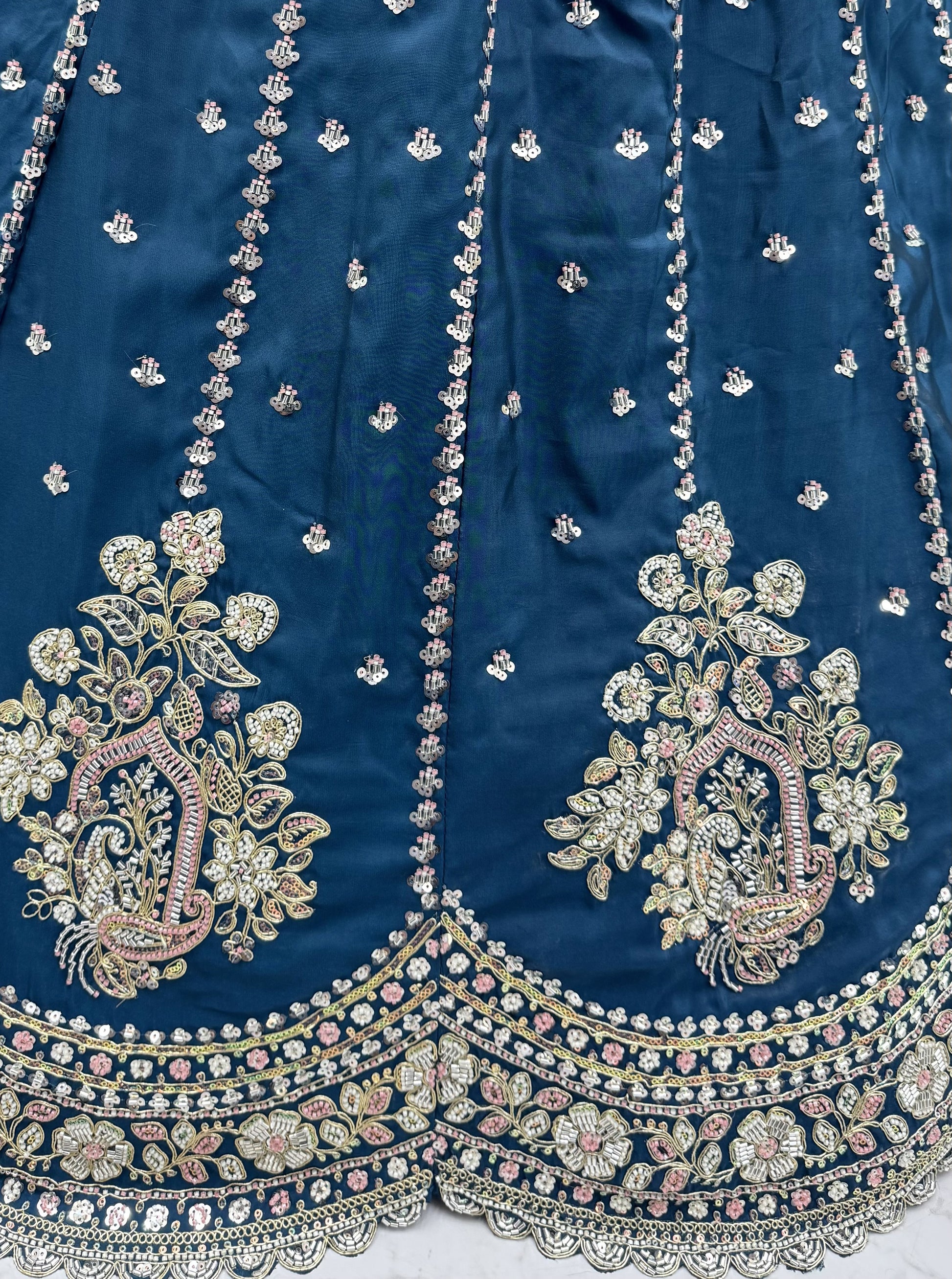Magnificent Peacock Blue Boota Work Silk Bridesmaid Wear Lehenga Choli With Dupatta