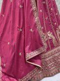 Stunning Rani Pink Embroidery Silk Wedding Wear Lehenga Choli With Dupatta