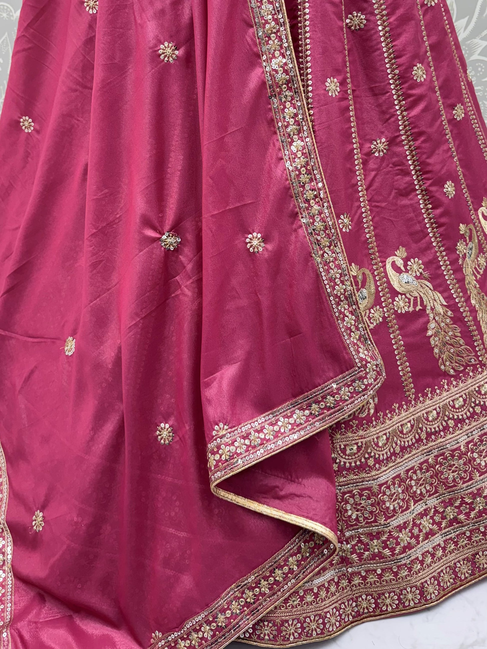 Stunning Rani Pink Embroidery Silk Wedding Wear Lehenga Choli With Dupatta