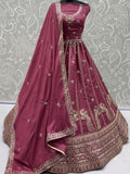 Stunning Rani Pink Embroidery Silk Wedding Wear Lehenga Choli With Dupatta