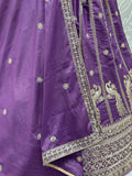 Incredible Purple Sequins Silk Wedding Wear Lehenga Choli With Dupatta