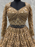 Sparkling Gold Hand Work Net Reception Wear Lehenga Choli With Dupatta