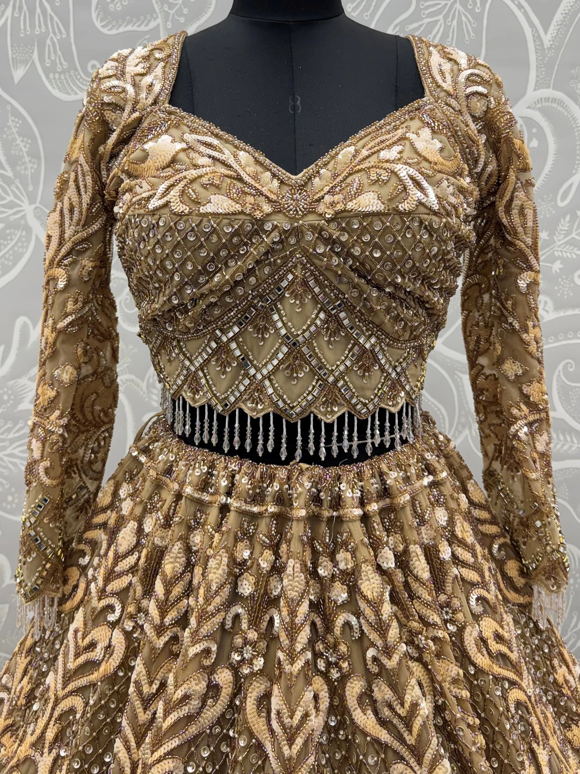 Sparkling Gold Hand Work Net Reception Wear Lehenga Choli With Dupatta