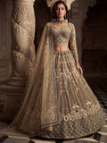 Sparkling Gold Hand Work Net Reception Wear Lehenga Choli With Dupatta