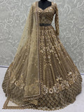 Sparkling Gold Hand Work Net Reception Wear Lehenga Choli With Dupatta