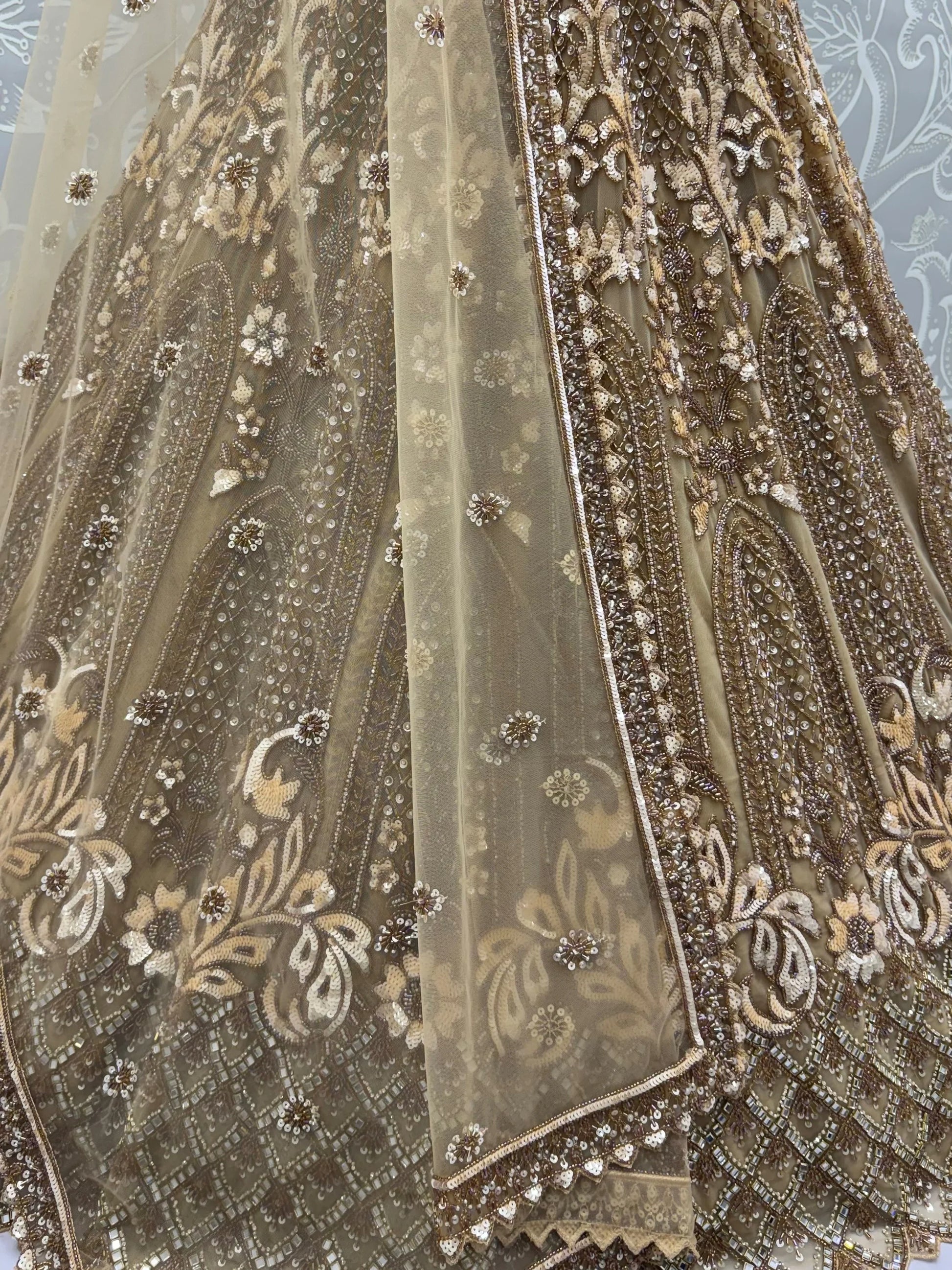 Sparkling Gold Hand Work Net Reception Wear Lehenga Choli With Dupatta