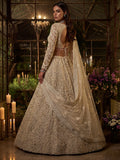 Stylish White Embroidered Net Bridesmaid Lehenga Choli With Dupatta