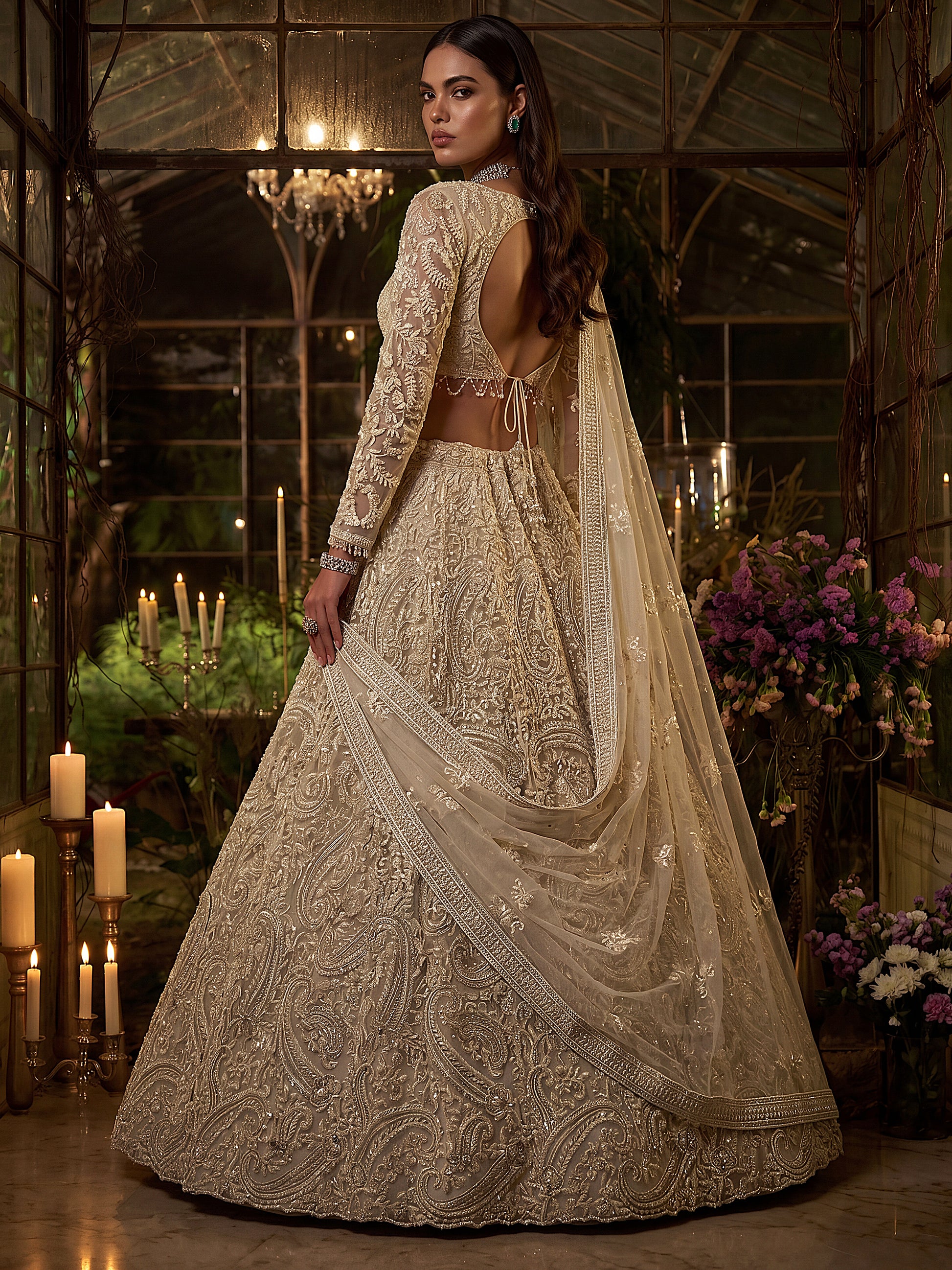 Stylish White Embroidered Net Bridesmaid Lehenga Choli With Dupatta