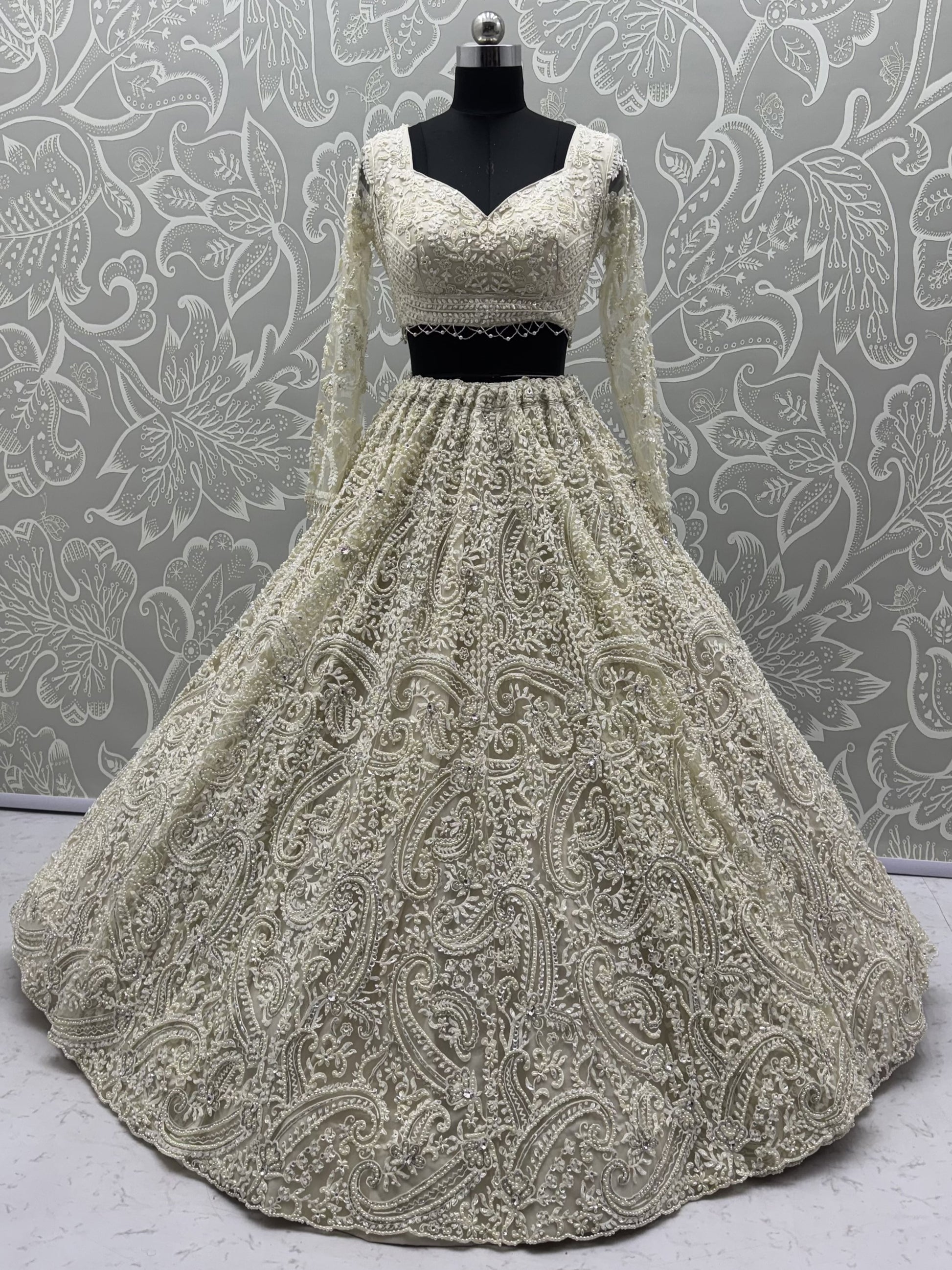Stylish White Embroidered Net Bridesmaid Lehenga Choli With Dupatta