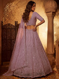 Stylish Lavender Sequins Net Wedding Wear Lehenga Choli With Dupatta