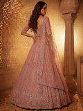 Dazzling Dusty Pink Sequins Net Wedding Wear Lehenga Choli With Dupatta