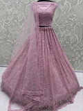 Stylish Lavender Sequins Net Wedding Wear Lehenga Choli With Dupatta