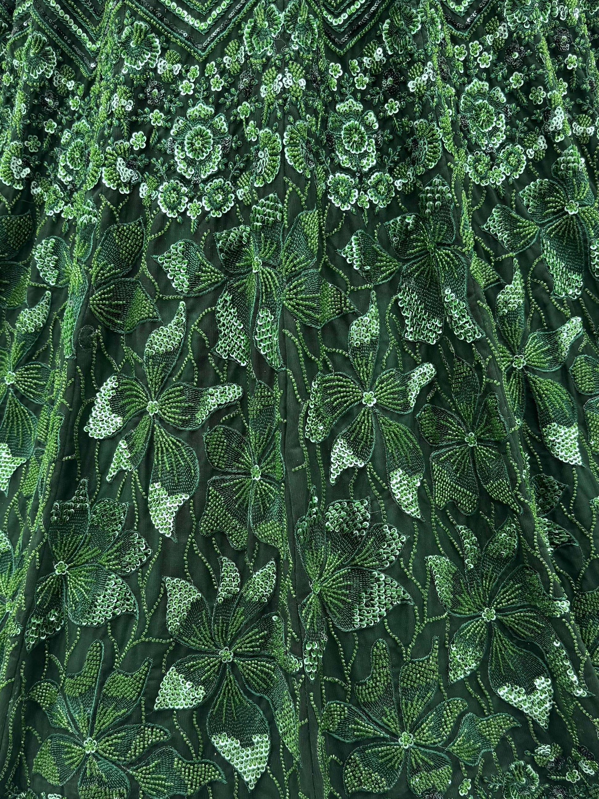 Graceful Green Sequins Net Wedding Wear Lehenga Choli With Dupatta
