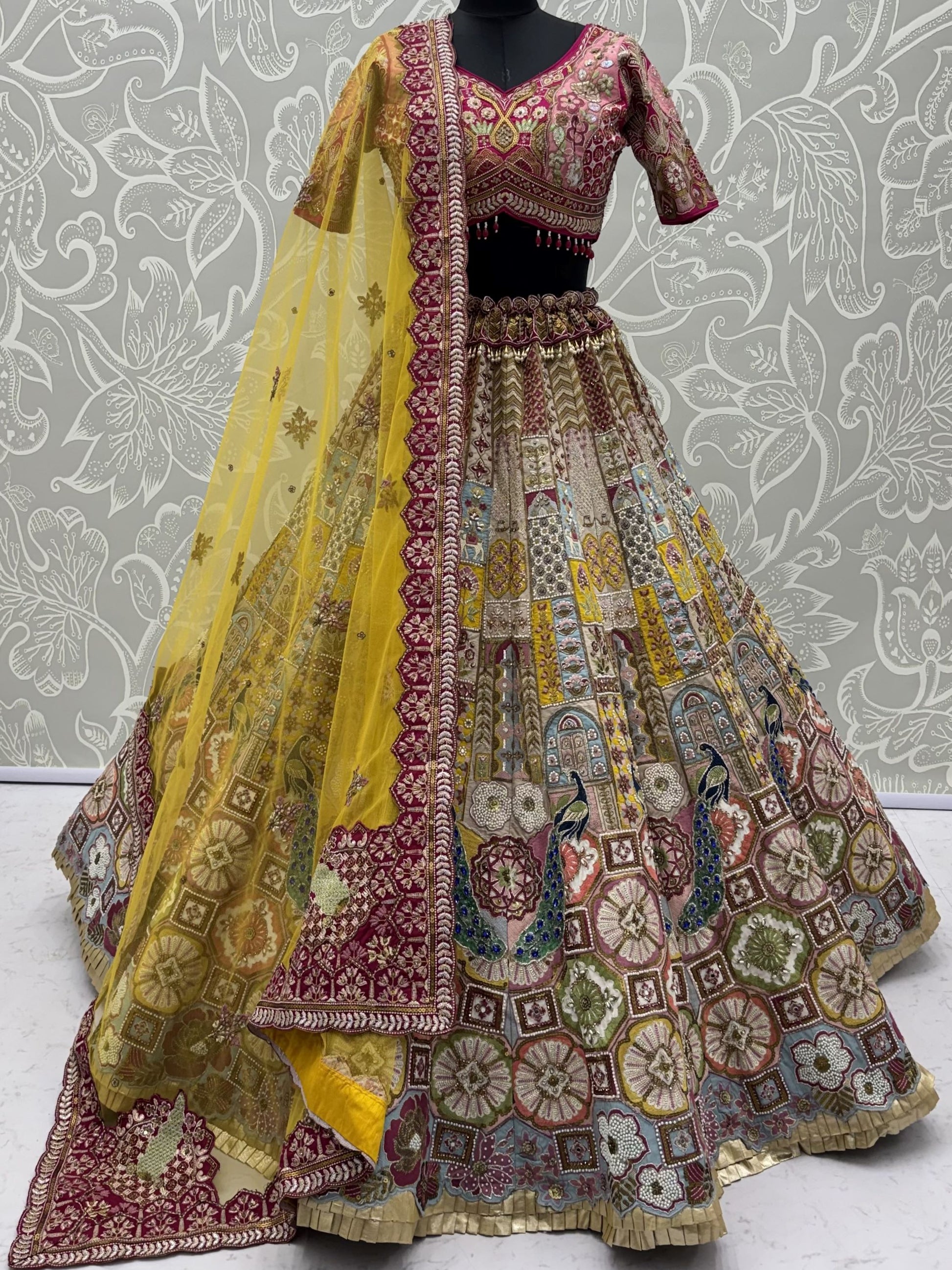 Charming Multi-Color Zari Work Silk Wedding Wear Lehenga Choli With Dupatta