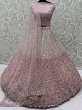 Alluring Light Pink Sequins Net Weddings Wear Lehenga Choli With Dupatta