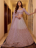 Alluring Light Pink Sequins Net Weddings Wear Lehenga Choli With Dupatta