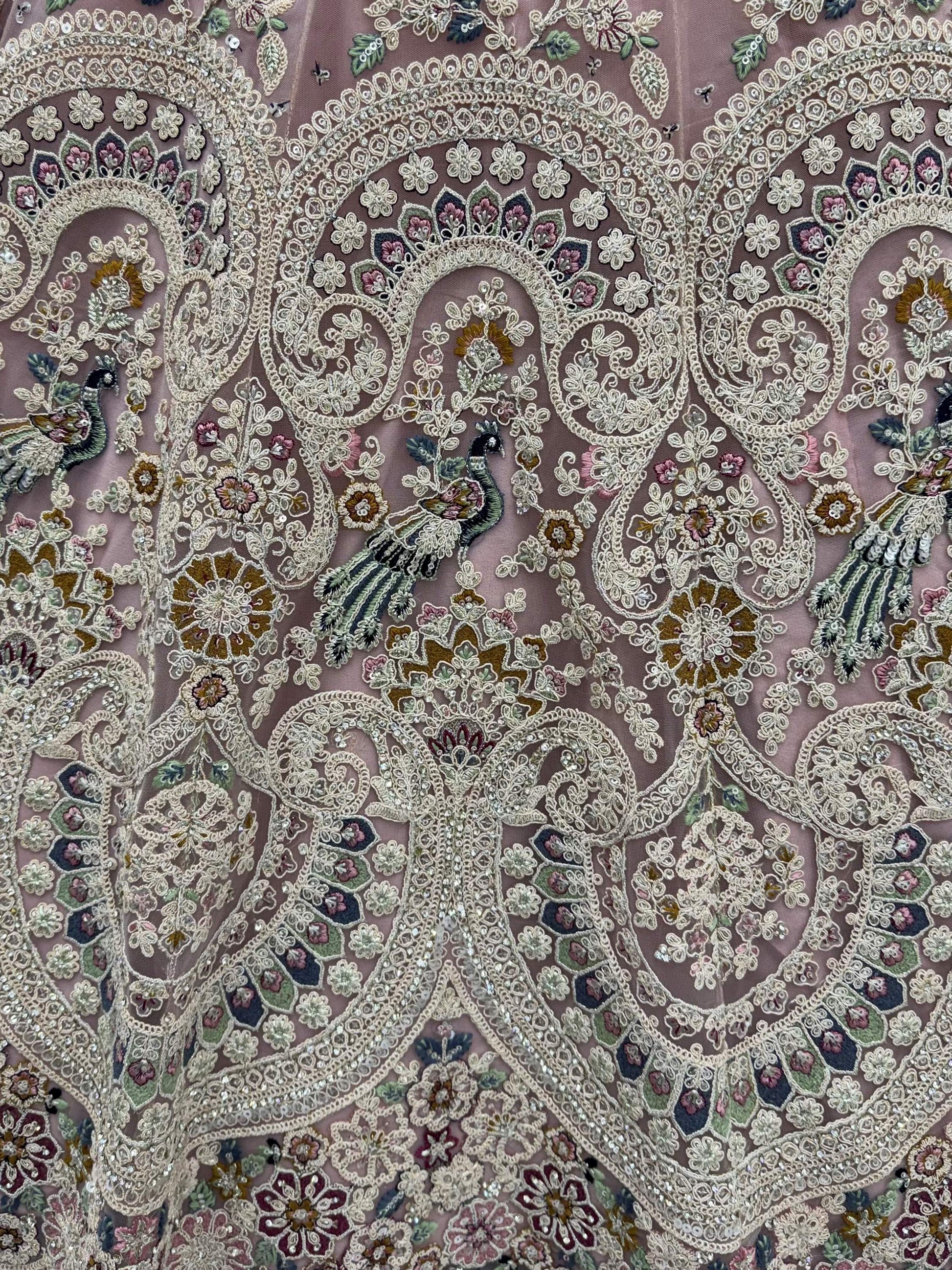 Pretty Mauve Embroidered Net Bridal Wear Lehenga Choli With Dupatta