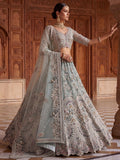 Elegant Sky-Blue Zari Work Net Bridal Wear Lehenga Choli With Dupatta
