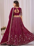 Graceful Maroon Sequins Georgette Wedding Wear Lehenga Choli With Dupatta