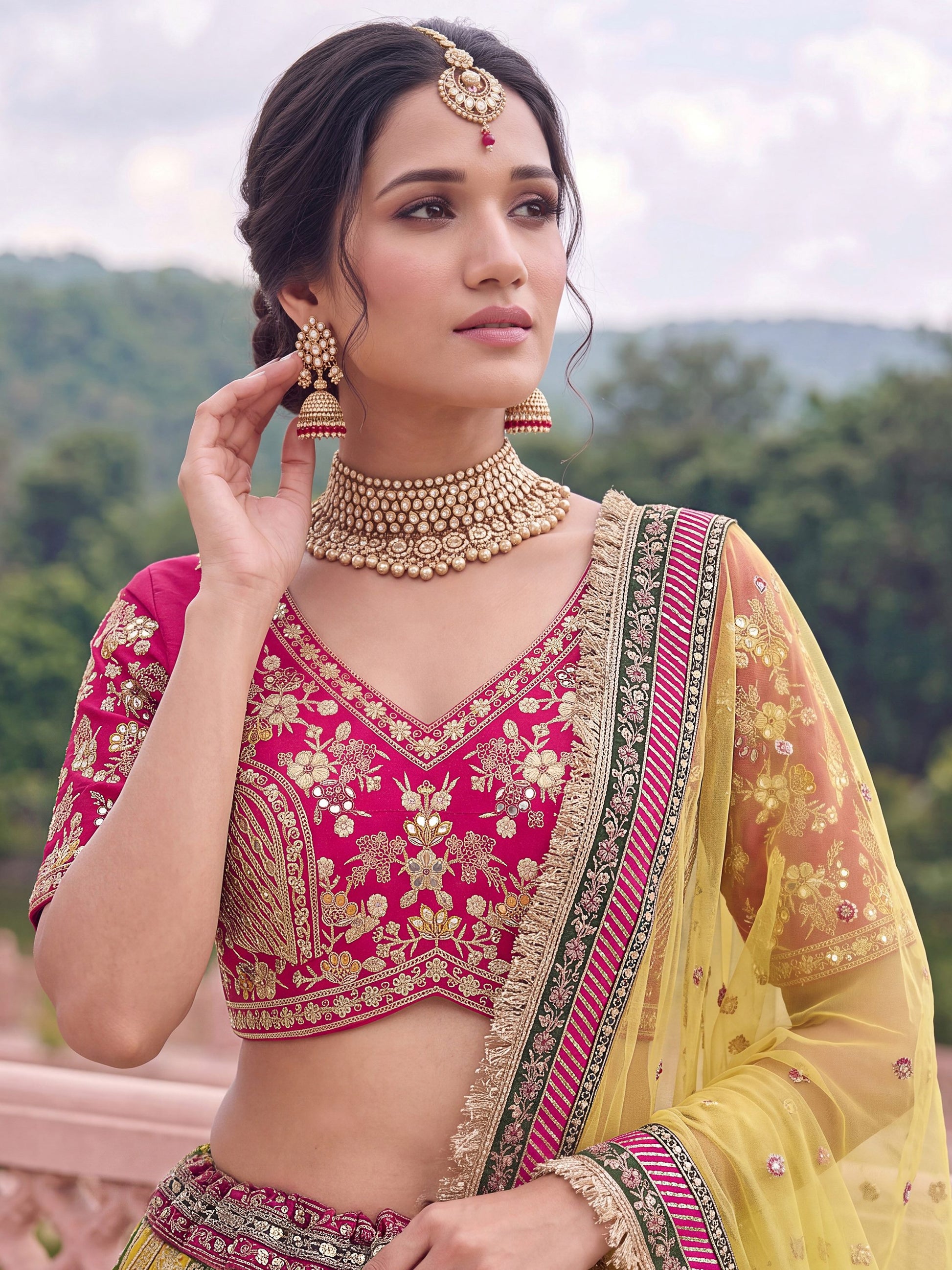 Pretty Multicolor Gotta Patti Silk Bridal Lehenga Choli With Dupatta 