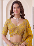 Pretty Yellow Zari Work Silk Wedding Wear Lehenga Choli With Dupatta